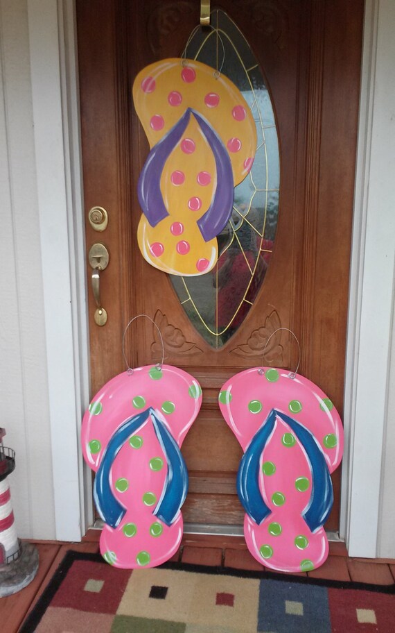 Flip flop door hanger. Wood cut out 26 inches by DoorHangersbyNana