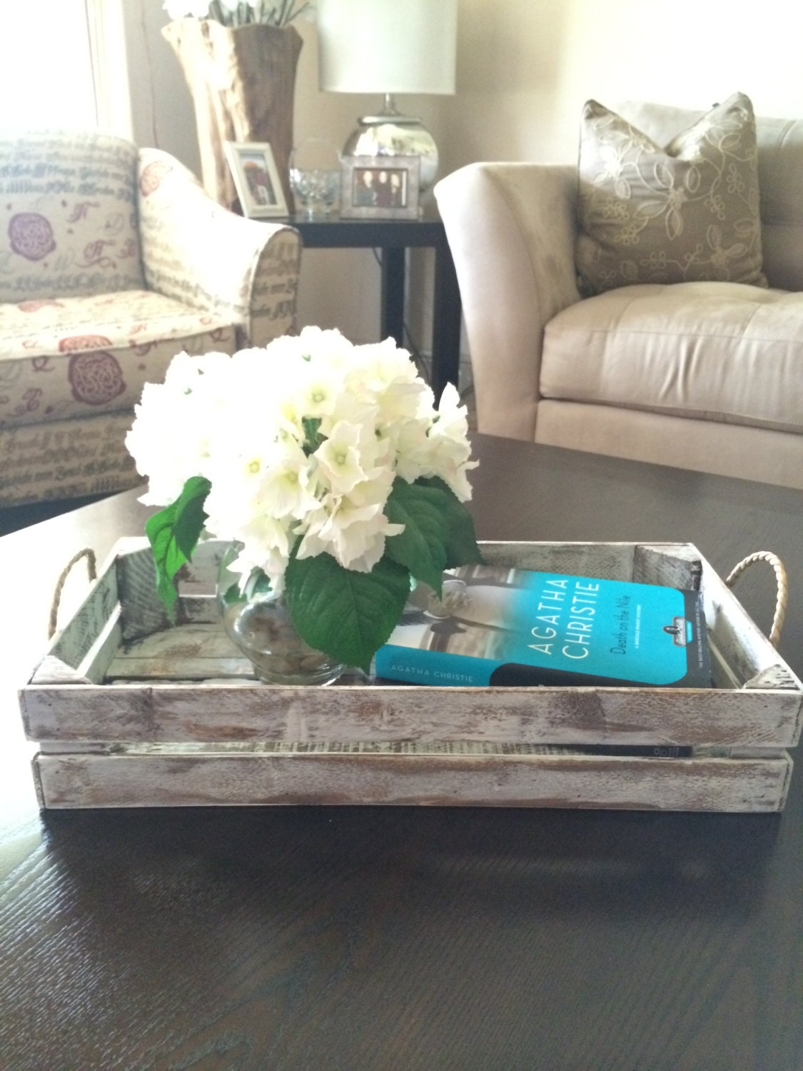 Distressed White Decorative Tray Rustic Tray By PureHomeWorks