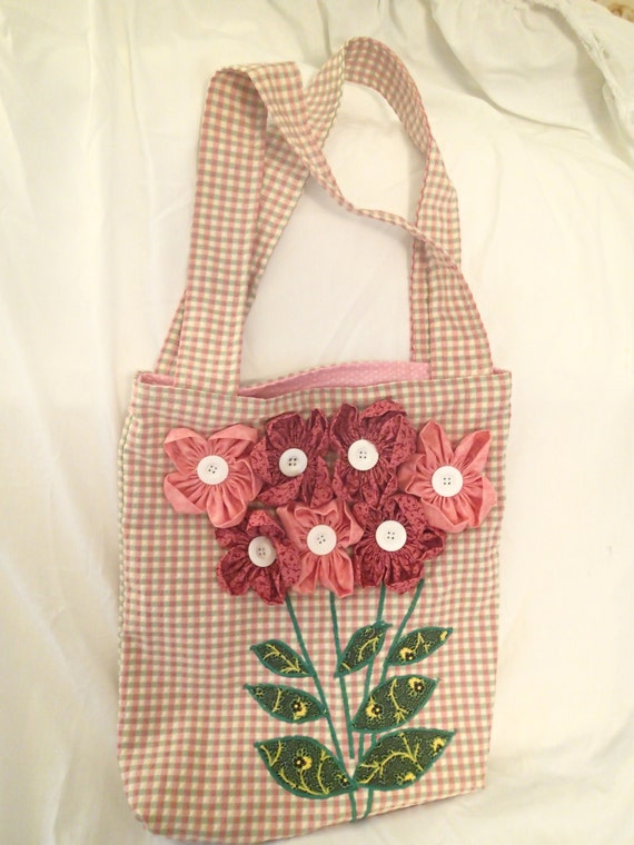 Fabric tote bag with hand sewn 3 dimensional by Proverbs3113Gifts