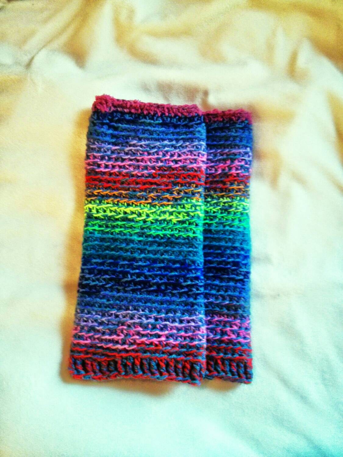Rainbow leg warmers crocheted by ButtercupJoCrafts on Etsy