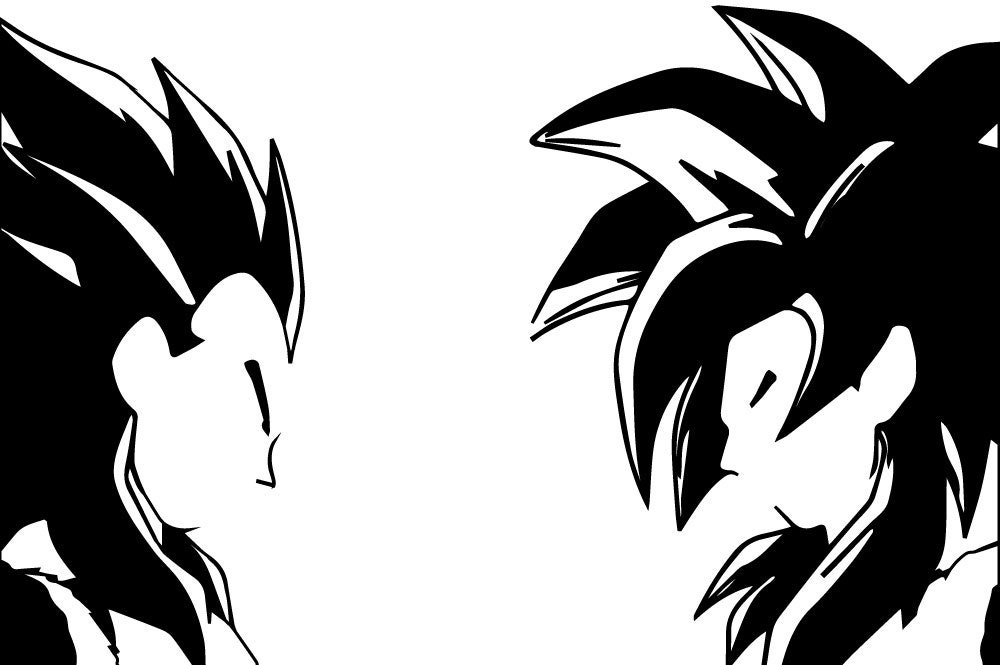 goku and vegeta black and white