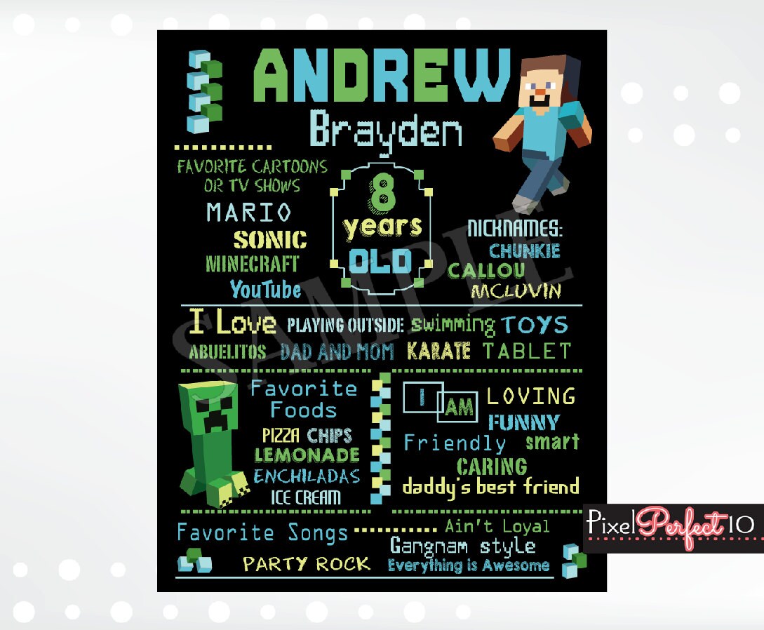 Minecraft digital chalkboard Minecraft by PixelPerfect10 on Etsy