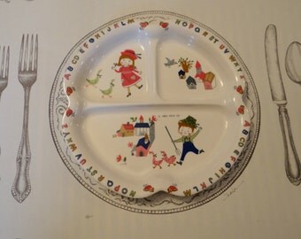 Trio of Shin-San Melamine Children's Divided Plates from Peco