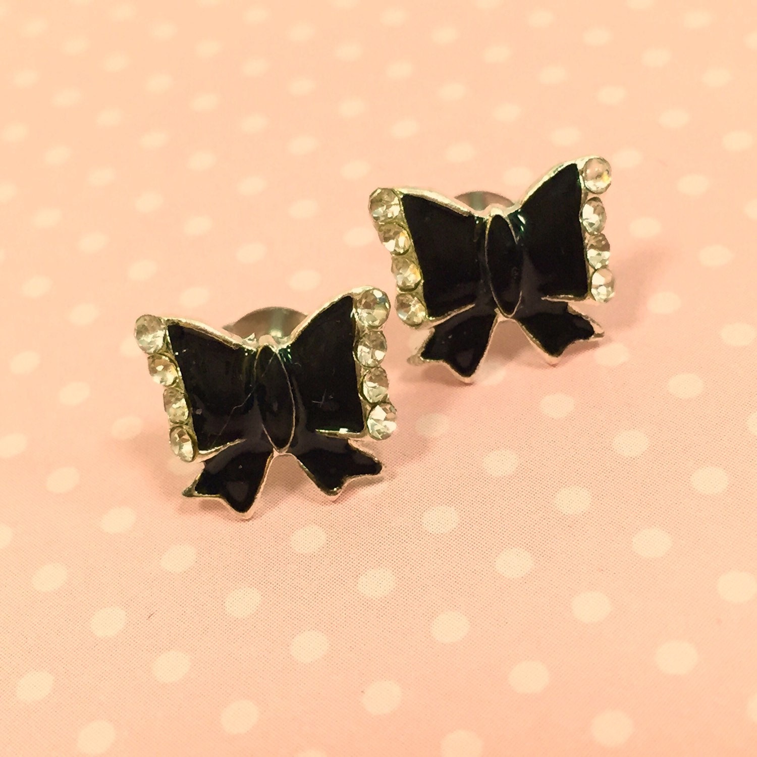 Black Bow Earrings Rhinestone Bow Stud Earrings Lolita   Il Fullxfull.763913797 1sg9 