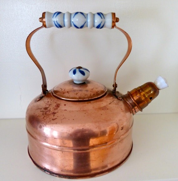 Vintage Copper Whistling TeaKettle/Tea Kettle Enamel