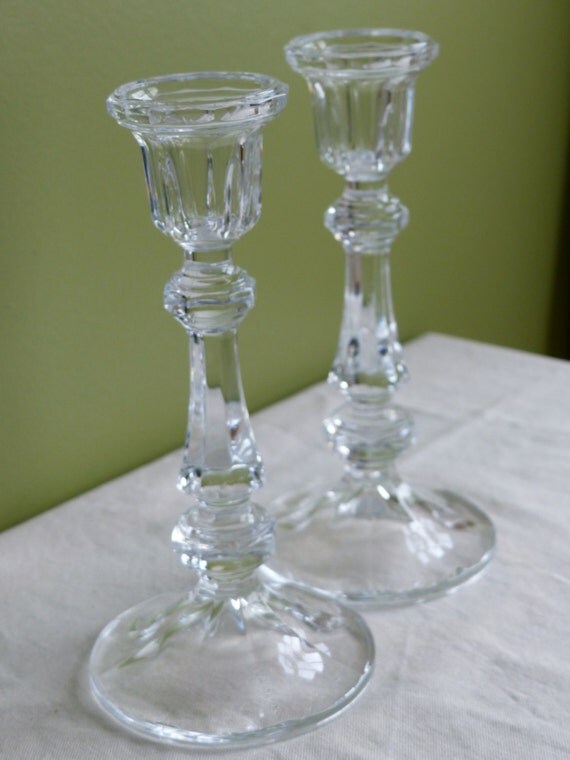 Set of Perfect Crystal Candle Sticks Candle Holders Cut Glass