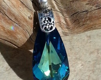 Antiqued Sterling Silver and Swarovski Crystal Pendant