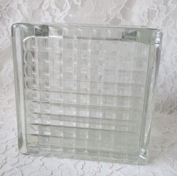 Vintage Architectural Glass Vase Square Block by dreamy1 on Etsy