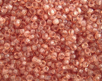 Opal Dusty Rose Antique French Seed Beads, 1x2mm, 11 Grams, Eclats de Perles, 800 Opalescent Pink Seed Beads CV124