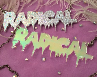 RADICAL Acrylic Necklace in Silver Sparkle or Radiant