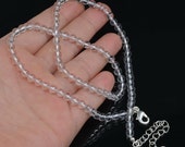 Natural White Crystal Gemstones Silver Plated over Copper Clasp 19.5 inch Necklace- ArtRave#5N4-80944