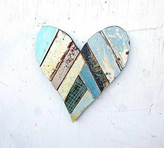 Painted Wood Heart Nursery Decor Large Blue Heart Reclaimed