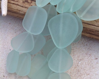 Sea Glass Bead Sea glass freeform glass beads-Coke bottle cultured glass- beach glass-flat drilled glass-sand glass-sea glass jewelry
