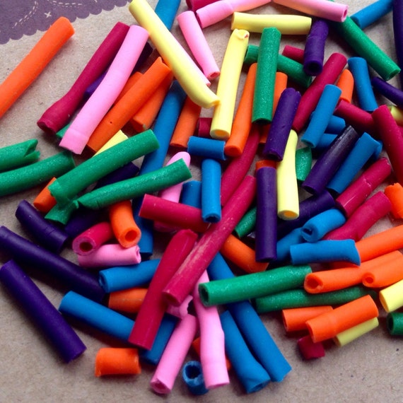 Items similar to Odds and Ends Polymer Clay Bugle Beads Assorted Sizes