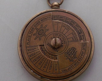 Nautical 50 Year Calender brass Pendant Ship Necklace