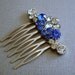 Something Blue Rhinestone Hair Comb Jeweled Hairpiece Vintage Jewelry Headpiece Wedding Bridal Formal Prom Ballroom Pageant Boho Accessory
