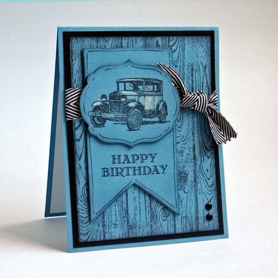 Masculine Vintage Style Happy Birthday Fancy Greeting Card