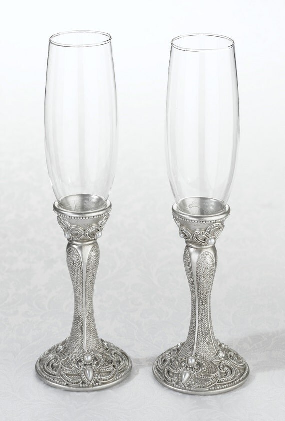 vintage wedding toasting glasses