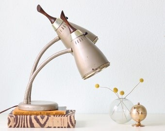 Mid Century Modern Lamp - Double Gooseneck Cone Lamp