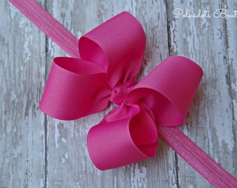 Hot Pink Headband Toddler Hair Bow Bowband Baby Hot Pink Headband Big Bow Headband New Baby Gift Hot Pink Baby Headband