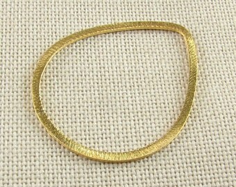 35mm Petal Teardrops Shaped Bali Gold Vermeil over Sterling Silver Brushed Line Texture Charms Connectors Components (2 beads)