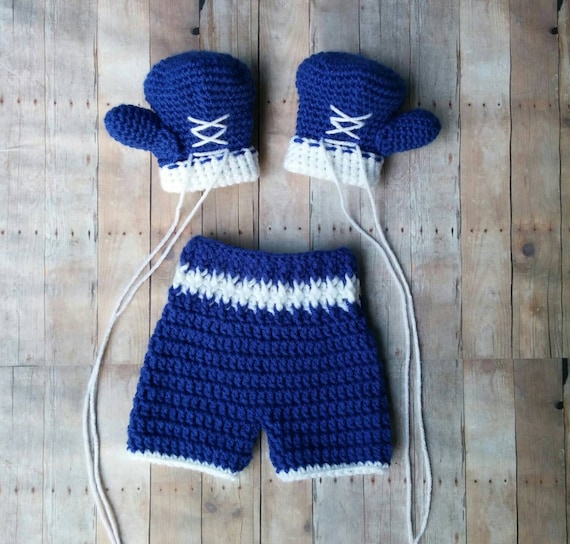 Crochet Baby Boxing set boxing gloves shorts baby