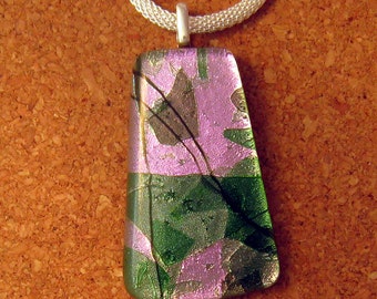 Fused Dichroic Pendant - Dichroic Jewelry - Fused Glass Pendant - Dichroic Pendant - Dichroic Necklace - Fused Glass Necklace - Pink