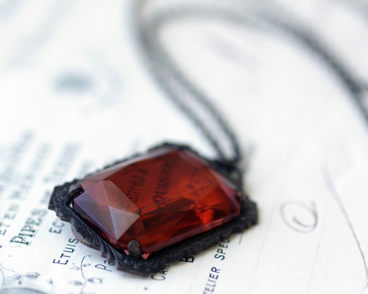 Ruby red jewel necklace Victorian glamour gothic by mylavaliere