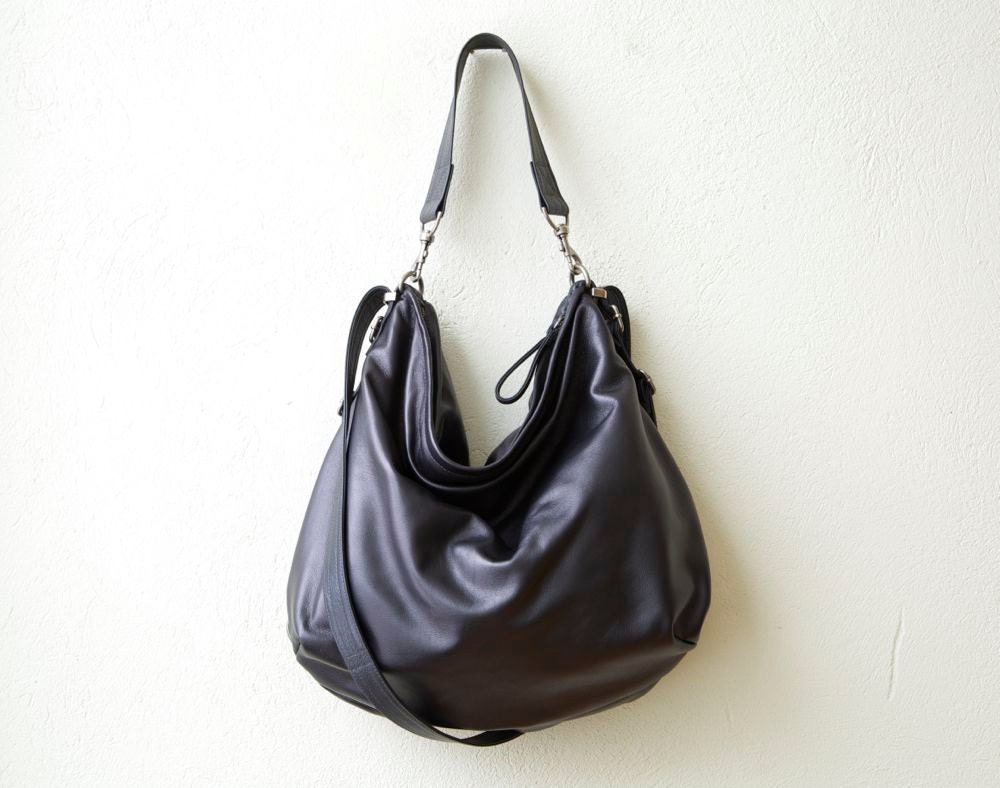 large black leather hobo bag HOBO PACK XL soft leather