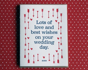 Letterpress Card - love & best wishes wedding day