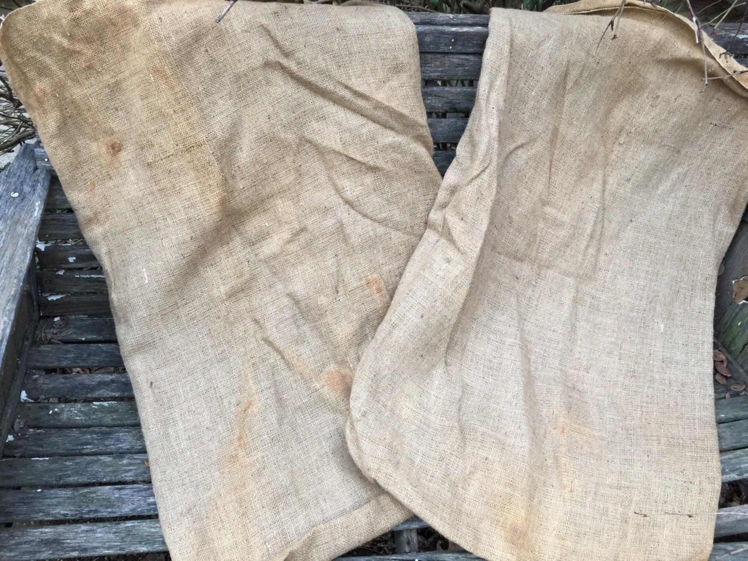 Pair of Vintage Burlap Sacks/Grain Bags Still by thecherrychic