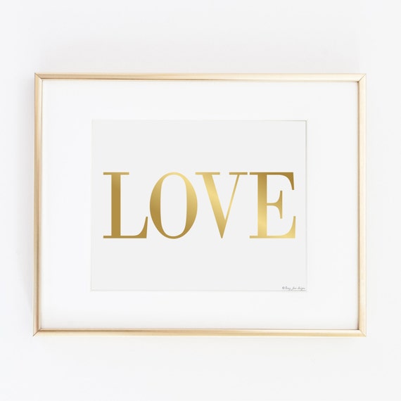 Gold Love Digital Printable Art Landscaped Instant