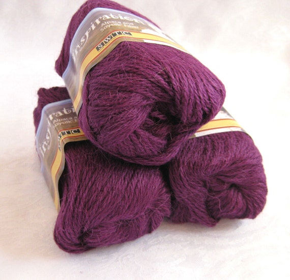Dark PURPLE alpaca blend yarn worsted weight yarn by crochetgal