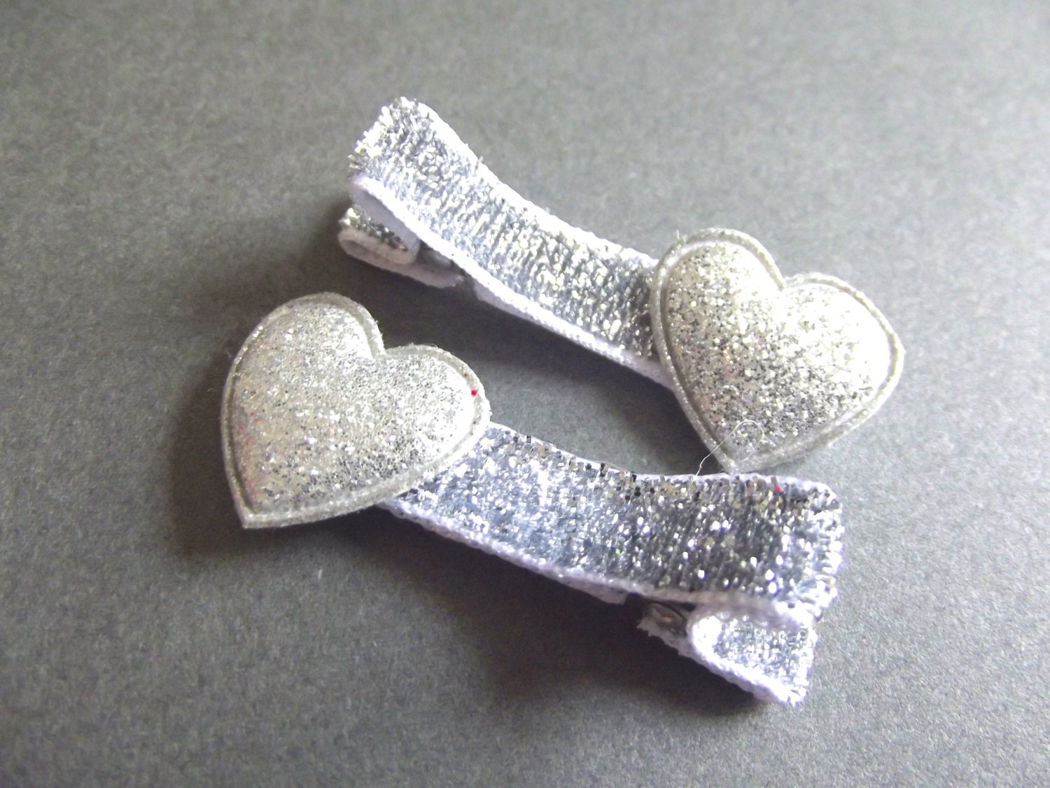 Silver Heart Hair Clips Silver Hair Clips Silver Glitter Hair