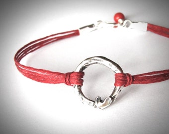 Silver Heart bracelet Circle Harmony bracelet friendship anniversary love bridesmaid graduation mothers day ready to ship