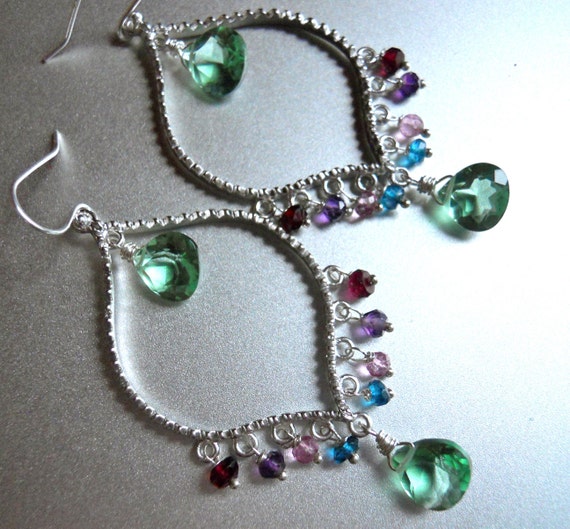 Items Similar To Boho Chandeliers Amethyst Green Earrings Valentina