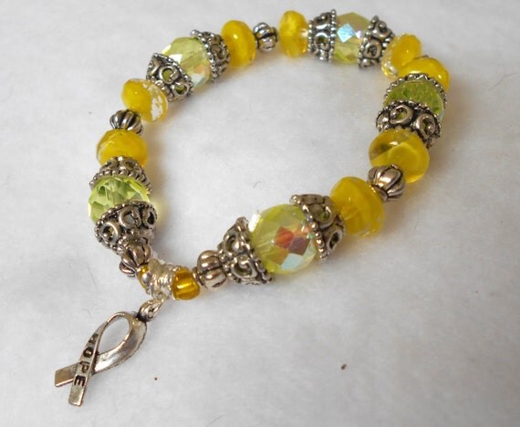 Yellow Awareness Bracelet for Bladder Cancer by byuniquedesign