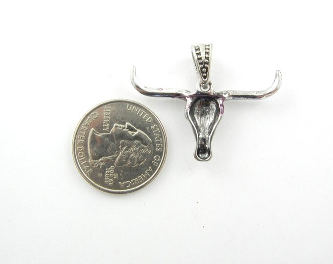 Antique Silver-tone Steer Head Pendant