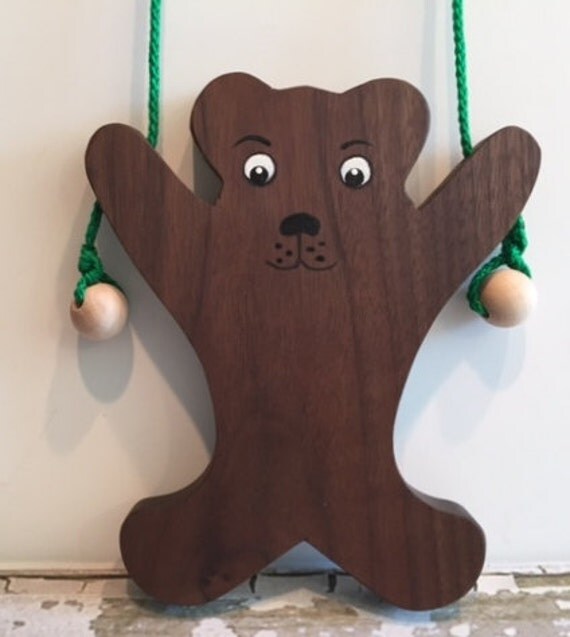Toy Climbing Bear Made from Natural Walnut Wood Handcrafted