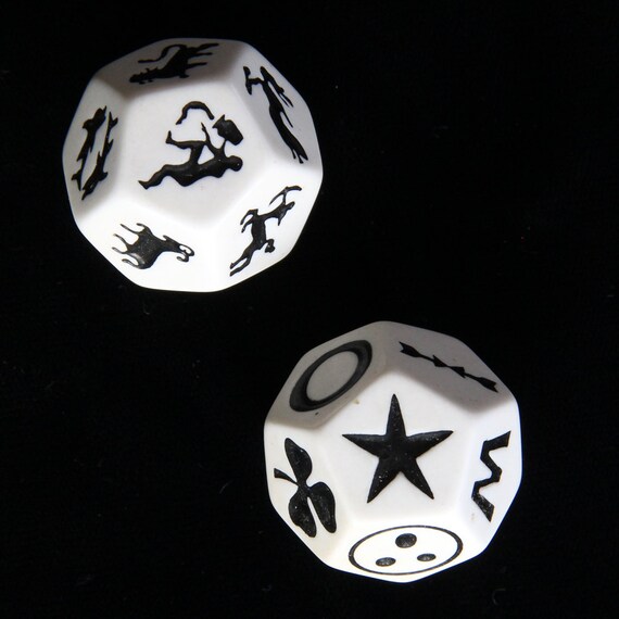 Fortune Telling Dice 12 Sided Black White by Preludes2Art on Etsy