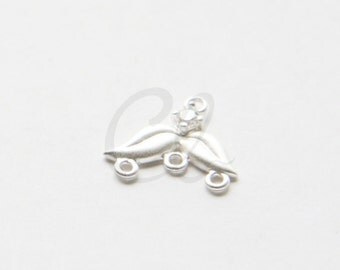 2pcs Premium Matte Silver Plated Brass Base Earring Findings - 1 to 3 Component with Rhinestone 15.4x13.4mm (1790C-L-7) Right