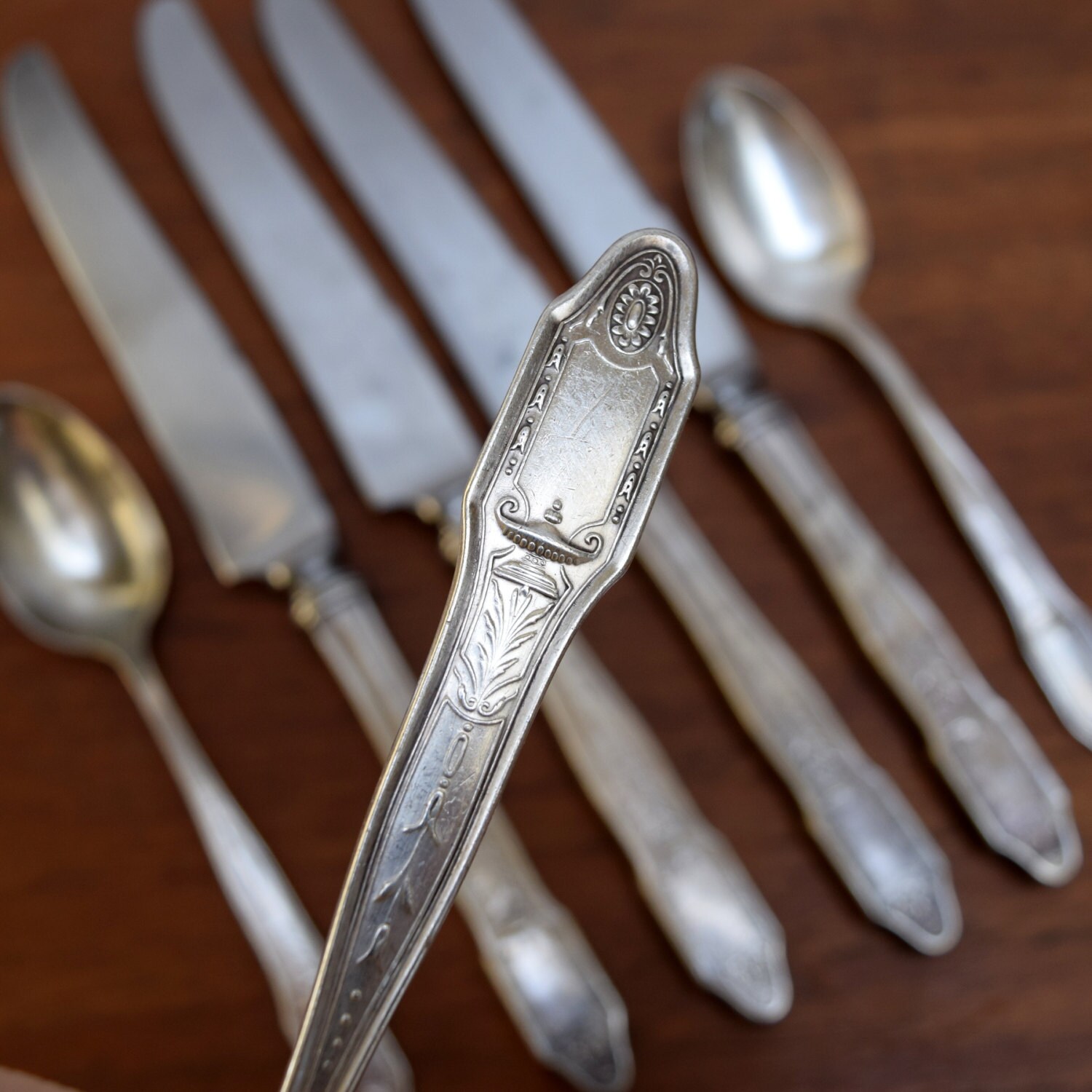 Heirloom Plate Adelphi 7pcs Silverplated Flatware 1920 Mixed