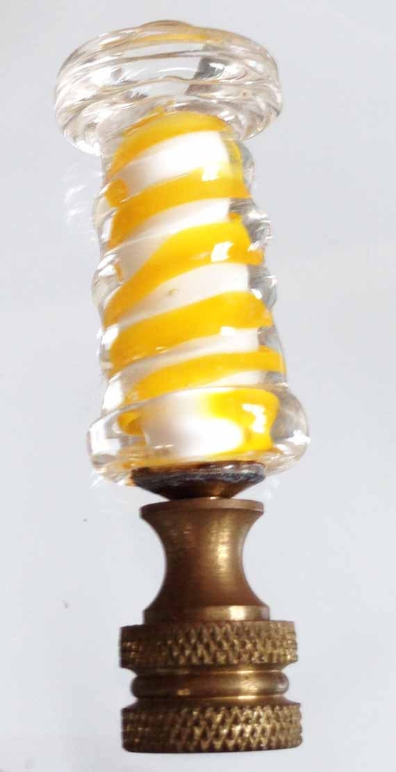 Handmade Glass Lighthouse Lamp Finial Yellow