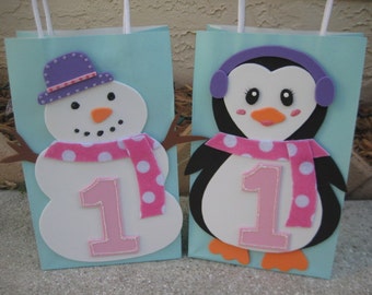 Snowman or Penguin Birthday Party Favor Bag