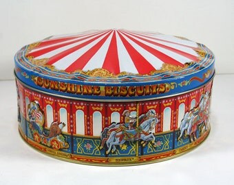 Vintage Carousel Sunshine Biscuit Tin - Storage Tin