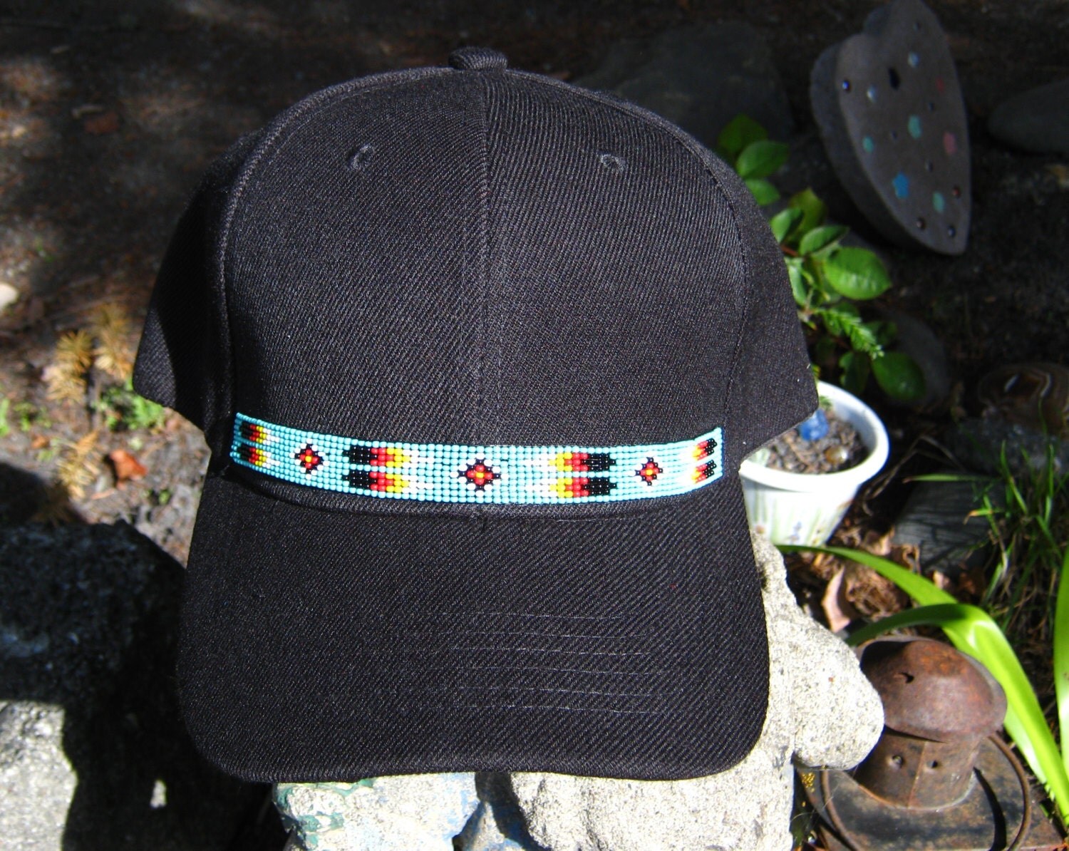 Native Beaded Baseball Cap Hat Yurok Hupa by TribalRepresentation