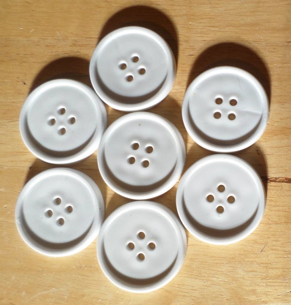 Large White Plastic Buttons 7 Large white Buttons by carriesattic