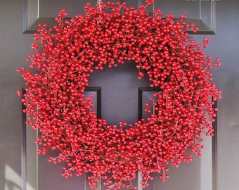 Winter Wreath, Christmas Wreath, Red Berry Wreath, Christmas Wreath- Featured in Better Homes and Gardens Magazine