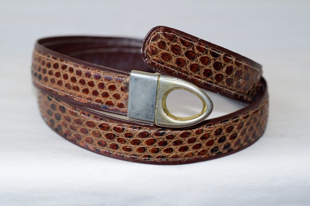 Snakeskin belt | Made in Italy | brown adjustable leather belt – Haute ...