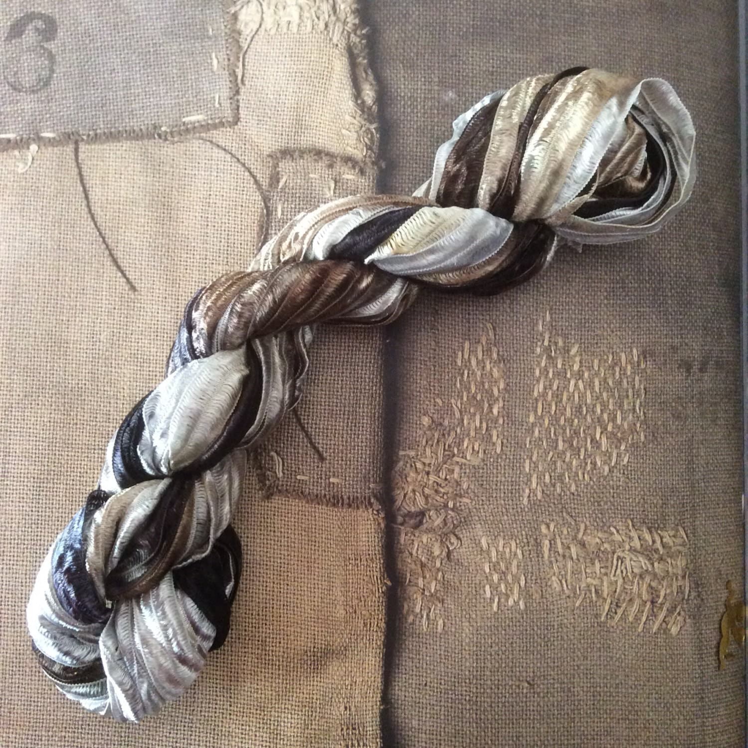 Hand dyed Nylon Ribbon for Knitting Crochet Weaving by SpiralDyed